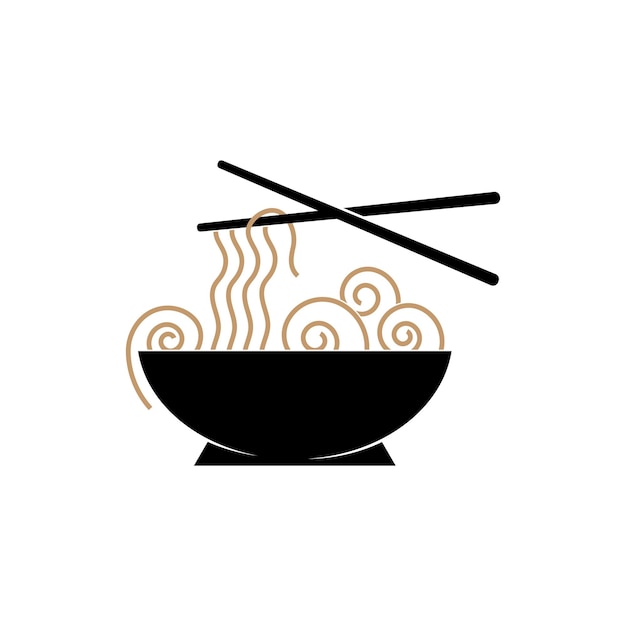 Noodle bowl logo template Chinese food vector design Ramen noodles illustration