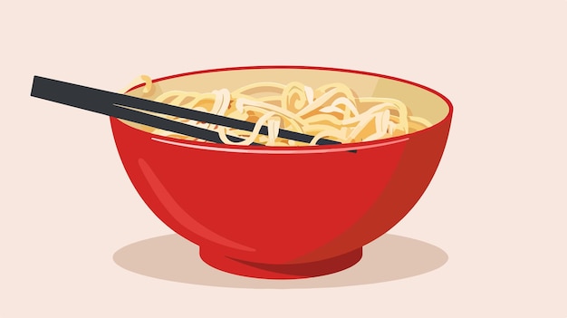 Noodle Bowl with Chopstick Icon Vector Style