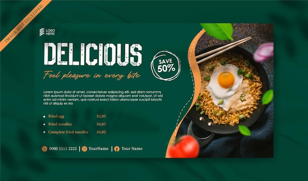 Noodle food banner template for promotion business