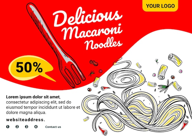 Noodle food illustration and banner template for food menu