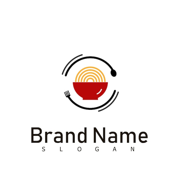 Noodle food restaurant logo design symbol