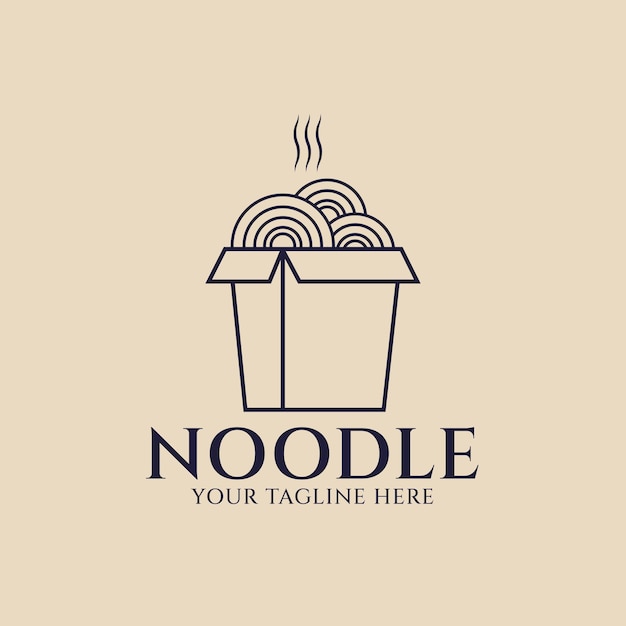 Noodle line art logo icon and symbol vector illustration design