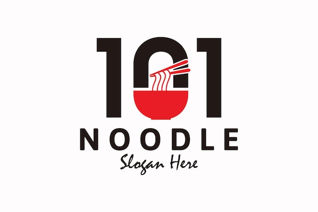 Noodle logo design with number one hundred and one, logo inspiration