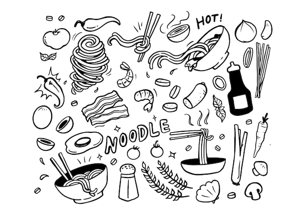 Noodle, pasta, ramen soup elements