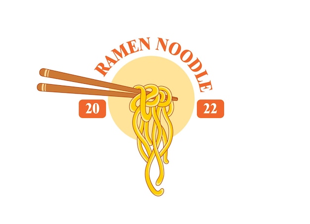 Noodle ramen doodle hand drawn logo