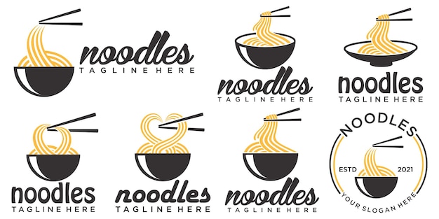 Noodle and ramen icon set logo design vector template Vector illustration