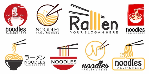 Noodle and ramen icon set logo design vector template Vector illustration