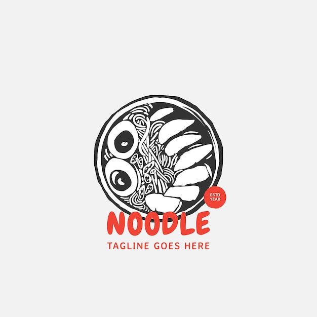 Noodle and ramen logo design vector template chinese text translation Noodle Vector illustration