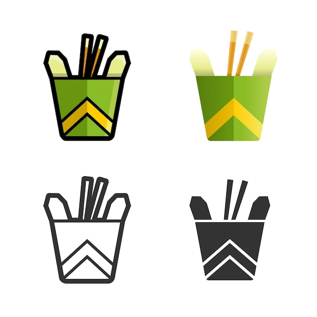 Noodles in a box vector colored icon set