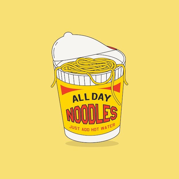 Vector noodles cup vector illustration isolated on yellow backgrounds