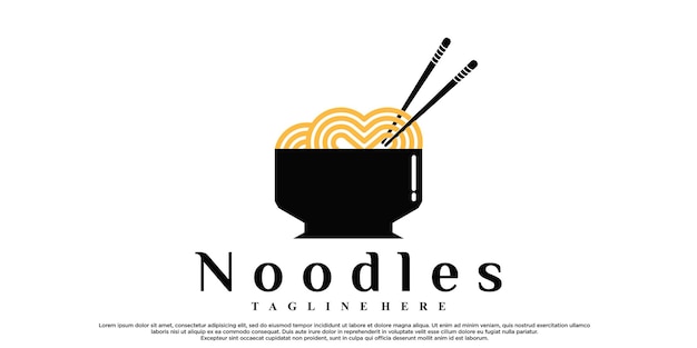 Noodles or ramen logo design with creative concept Premium Vector