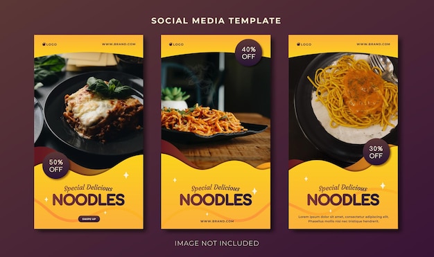 Vector noodles social media stories template