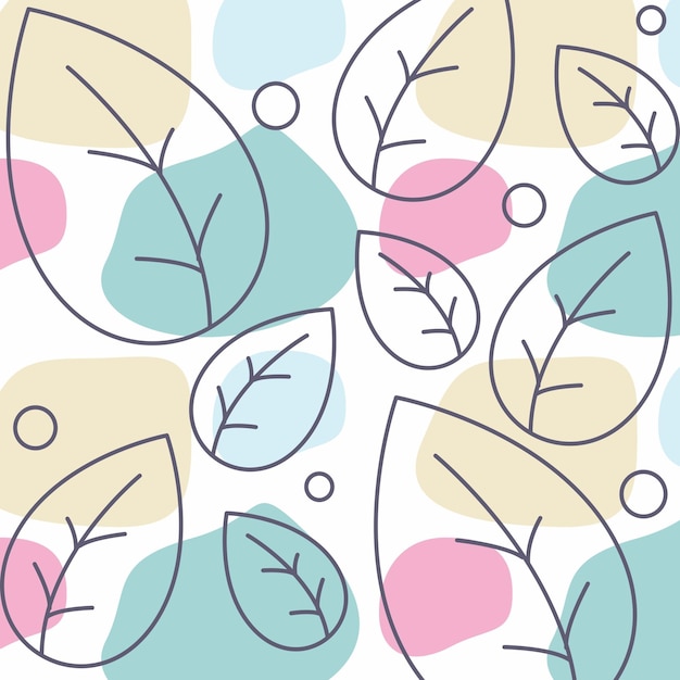 Nordic background with leaves in pastel colors