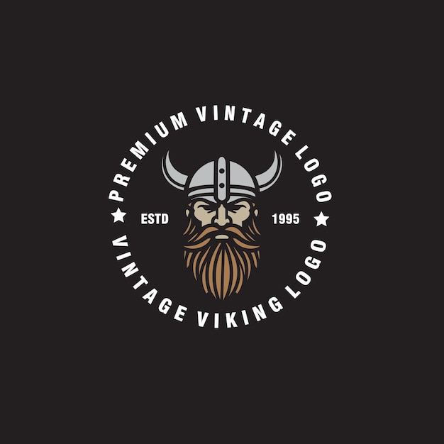 Vector nordic viking badge label logo design vector illustration