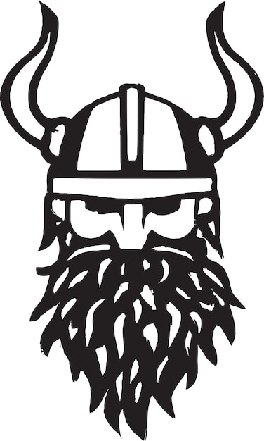 Nordic warrior emblem with horned helmet and beard vector logo