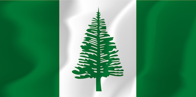 Norfolk Island Waved Flag Vector Illustration Background