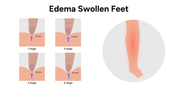 Normal and swollen edema medical infographic