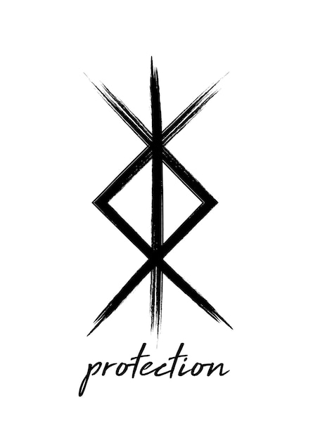 Norse symbol for protection, Nordic viking bind rune magic script tattoo, mystical logo sign