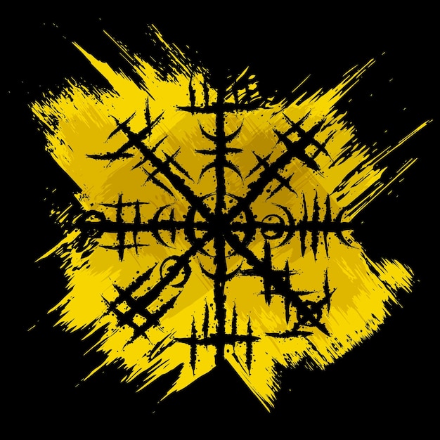 Norse viking black and yellow brush symbol