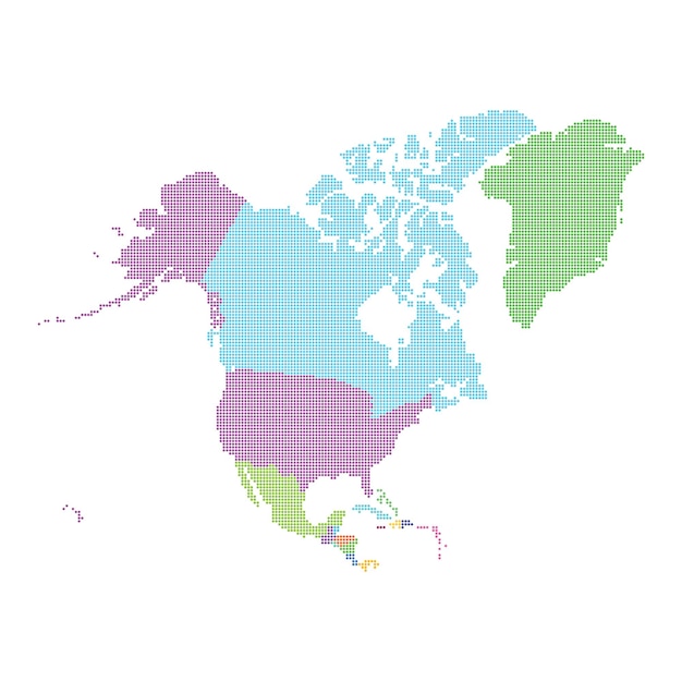 North america map made from halftone dot pattern