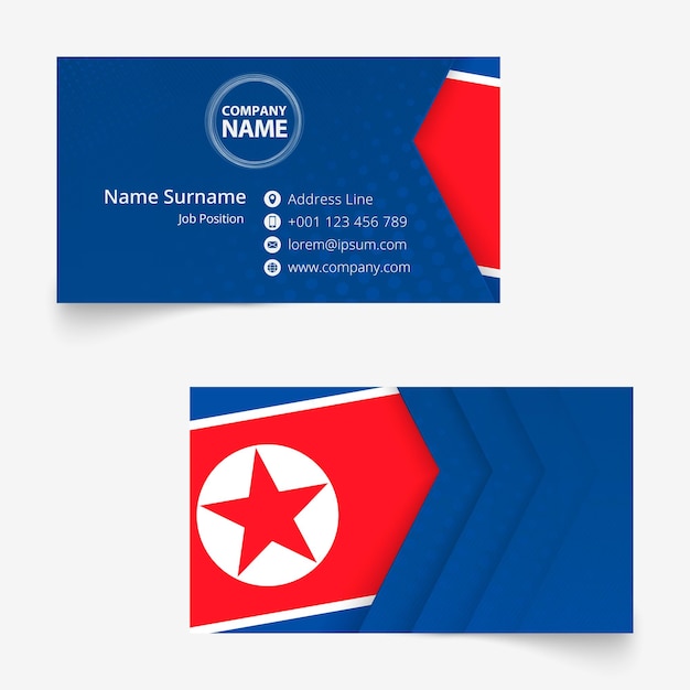 Vector north korea flag business card, standard size (90x50 mm) business card template.