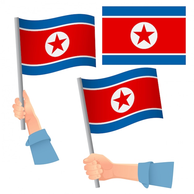 North Korea flag in hand set