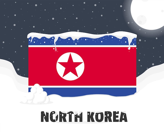 North Korea snowy weather concept cold weather and snowfall weather forecast winter banner idea