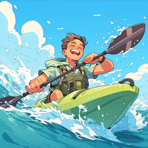 A North Las Vegas boy does extreme kayaking in cartoon style