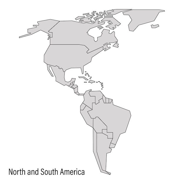 North and South America outline map