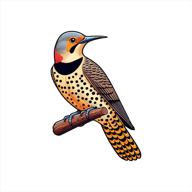 Vector northern flicker vector illustration isolated on white background