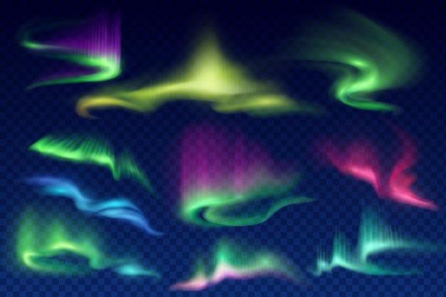 Northern polar lights aurora borealis vector glow