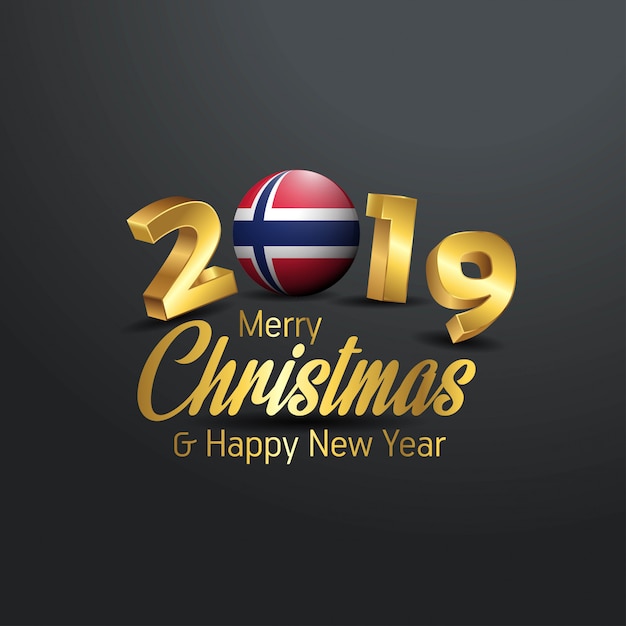 Norway Flag 2019 Merry Christmas Typography