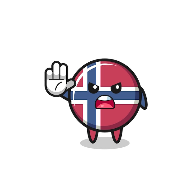 norway flag character doing stop gesture
