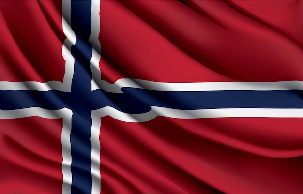 Norway national flag waving realistic vector illustration