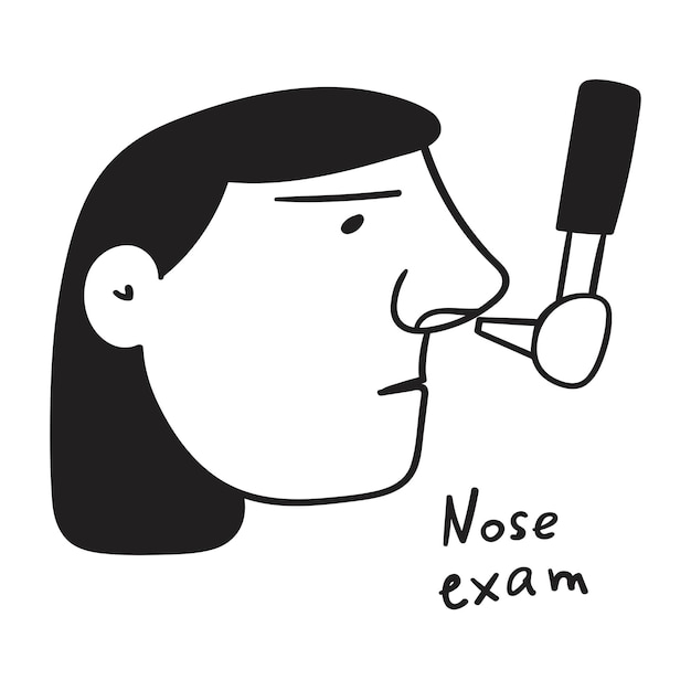 Nose exam. Outline icon. Medical concept.