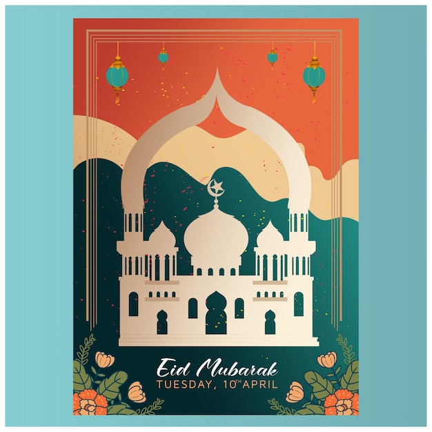 Nostalgic Eid Retro Flyer Template for Eid Mubarak Wishes