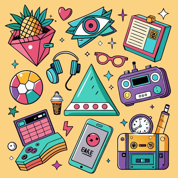 Nostalgic HandDrawn 90s Objects Collection