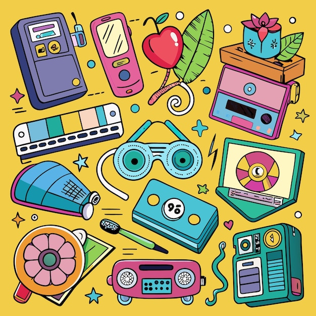 Nostalgic HandDrawn 90s Objects Collection