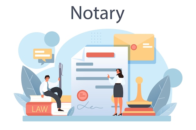 Vector notary service concept. professional lawyer signing and legalizing