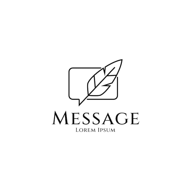 Note logo with the concept of the bubble chat in combination with a quill pen