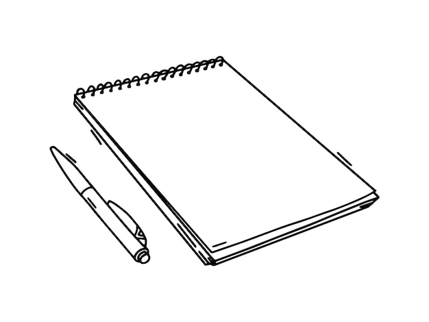 Note pad and pen icons Outlined on white background