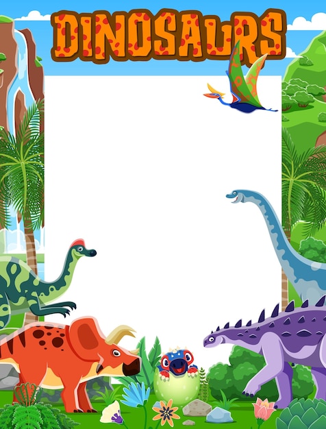 Vector note pad worksheet with prehistoric dinosaurs