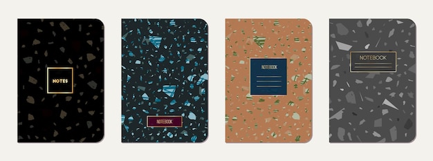 Vector notebook cover design terrazzo abstract