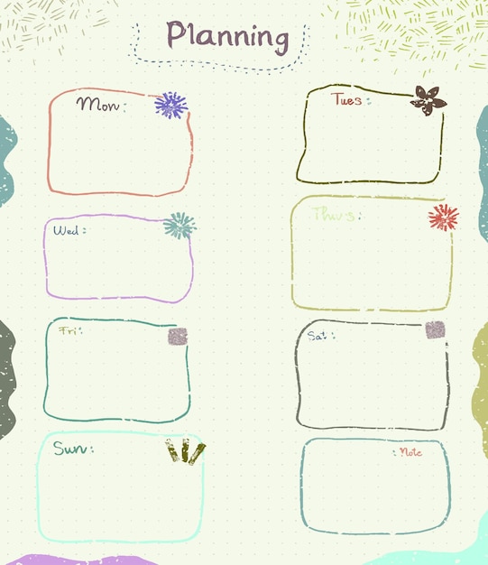 Notebook pastel element planning bullet journey table schedule plant flower