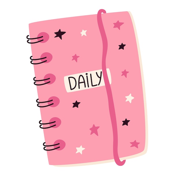 Notepad Cute girly pink notepad with stars Planners organizers for writing notes and notes Back to school Decorative design element Colorful vector illustration in a flat style