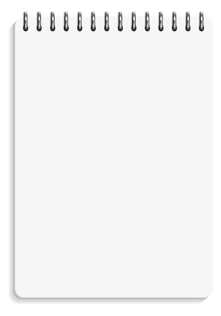 Vector notepad realistic mockup white paper sheet on spiral