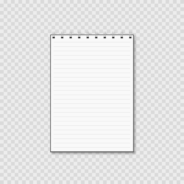 notepad with shadow on transparent background vector illustration