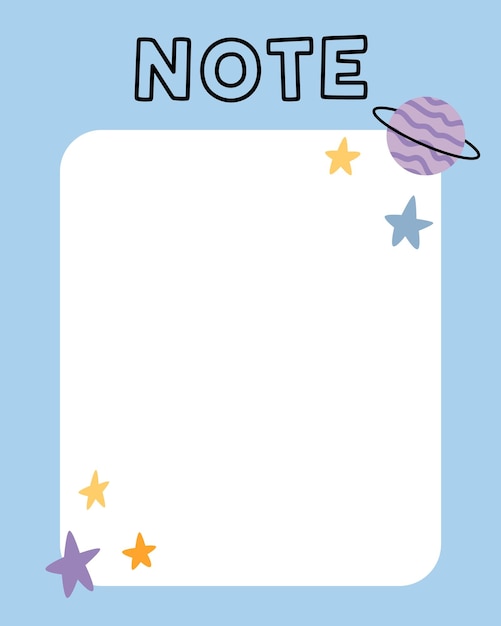 Vector notes list template organizer and schedule with place for notes good for kids