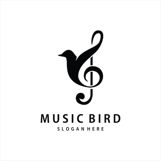 notes music and bird logo vector icon illustration design