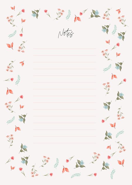 Vector notes with a beautiful floral ornament template